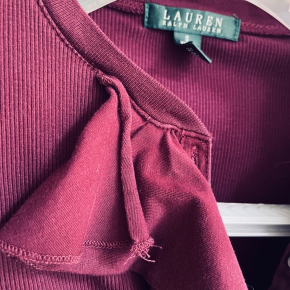 Ralph Lauren Vintage Knitwear Ribbed Sweater with Jabot in Plum Color - Picture 5 of 9